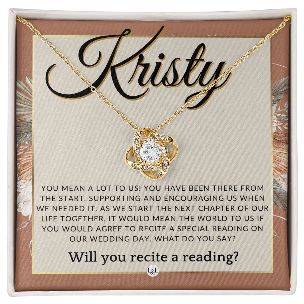 Wedding Ceremony Reader Proposal, Custom Name - Will You Read At Our Wedding - From The Couple , Terracotta, Rust And Gold Wedding Theme - Jewelry - Personalized Gift