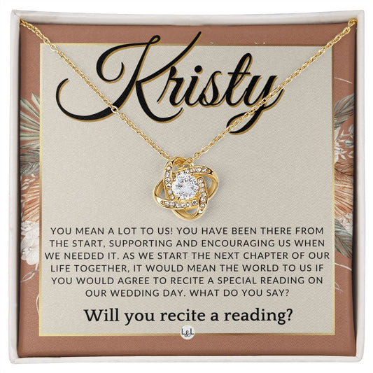 Wedding Ceremony Reader Proposal, Custom Name - Will You Read At Our Wedding - From The Couple , Terracotta, Rust And Gold Wedding Theme - Jewelry - Personalized Gift