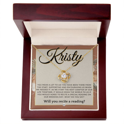 Wedding Ceremony Reader Proposal, Custom Name - Will You Read At Our Wedding - From The Couple , Terracotta, Rust And Gold Wedding Theme - Jewelry - Personalized Gift