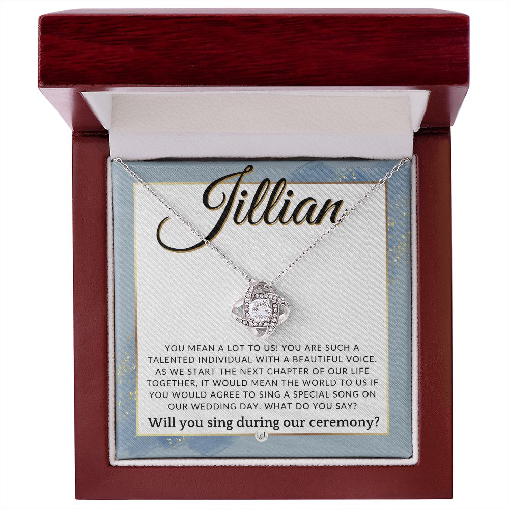 Wedding Ceremony Singer Proposal, Custom Name - Will You Sign At Our Wedding - From The Couple , Dusty Blue And Gold Wedding Theme - Jewelry - Personalized Gift