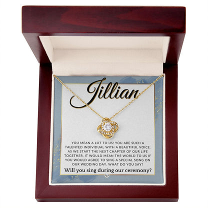 Wedding Ceremony Singer Proposal, Custom Name - Will You Sign At Our Wedding - From The Couple , Dusty Blue And Gold Wedding Theme - Jewelry - Personalized Gift