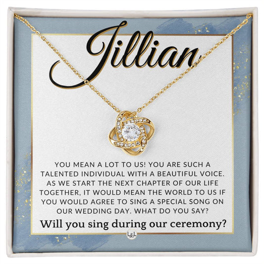 Wedding Ceremony Singer Proposal, Custom Name - Will You Sign At Our Wedding - From The Couple , Dusty Blue And Gold Wedding Theme - Jewelry - Personalized Gift