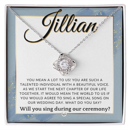 Wedding Ceremony Singer Proposal, Custom Name - Will You Sign At Our Wedding - From The Couple , Dusty Blue And Gold Wedding Theme - Jewelry - Personalized Gift