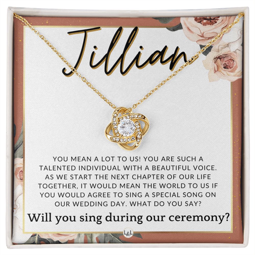 Wedding Ceremony Singer Proposal, Custom Name - Will You Sign At Our Wedding - From The Couple , Pink Floral and Boho Wedding Theme - Jewelry - Personalized Gift