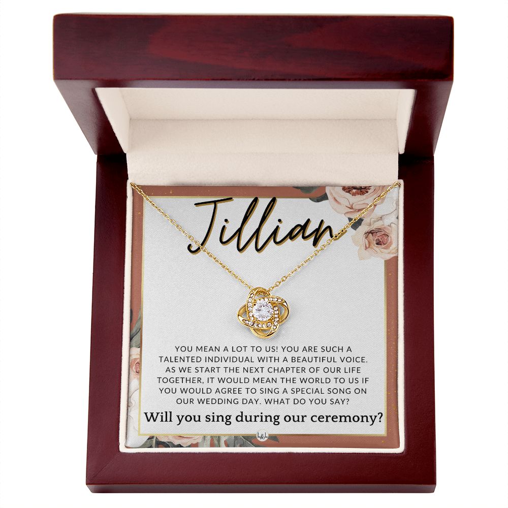 Wedding Ceremony Singer Proposal, Custom Name - Will You Sign At Our Wedding - From The Couple , Pink Floral and Boho Wedding Theme - Jewelry - Personalized Gift