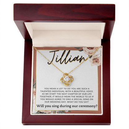 Wedding Ceremony Singer Proposal, Custom Name - Will You Sign At Our Wedding - From The Couple , Pink Floral and Boho Wedding Theme - Jewelry - Personalized Gift