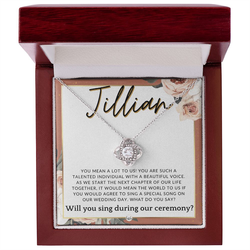 Wedding Ceremony Singer Proposal, Custom Name - Will You Sign At Our Wedding - From The Couple , Pink Floral and Boho Wedding Theme - Jewelry - Personalized Gift