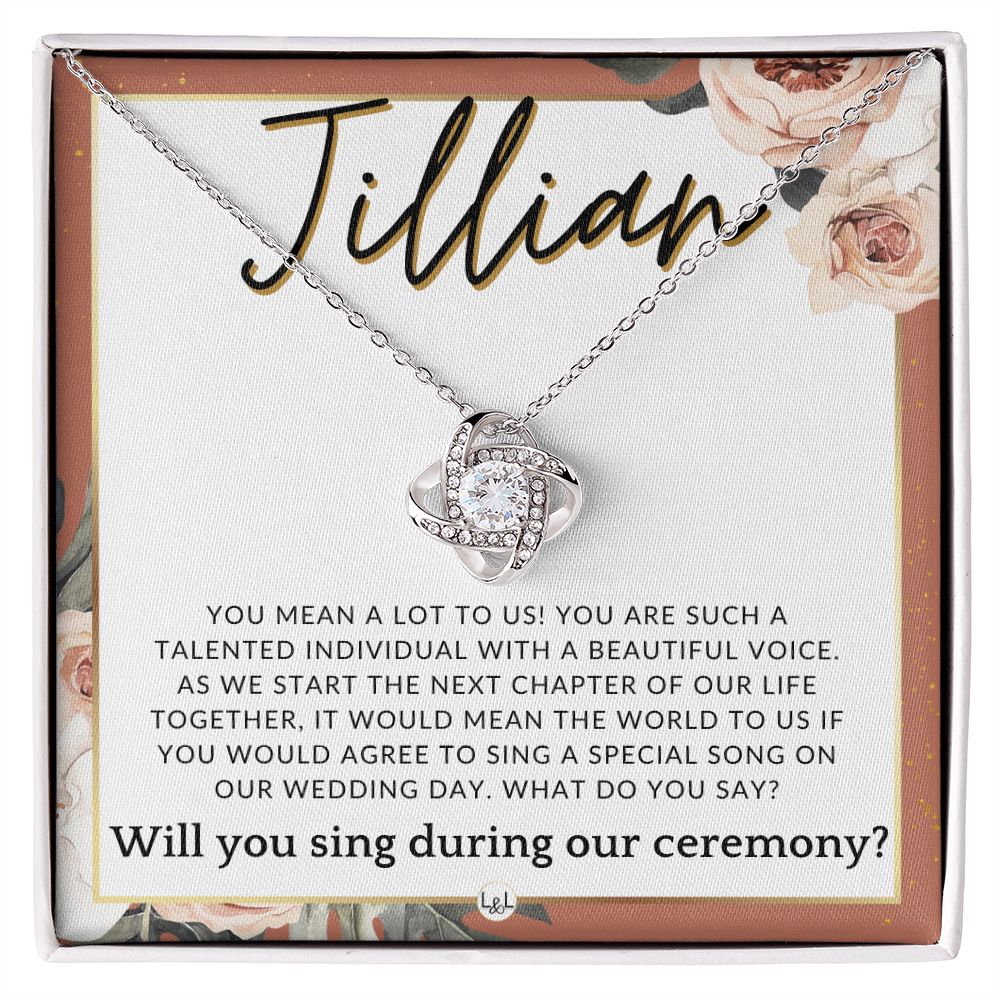 Wedding Ceremony Singer Proposal, Custom Name - Will You Sign At Our Wedding - From The Couple , Pink Floral and Boho Wedding Theme - Jewelry - Personalized Gift