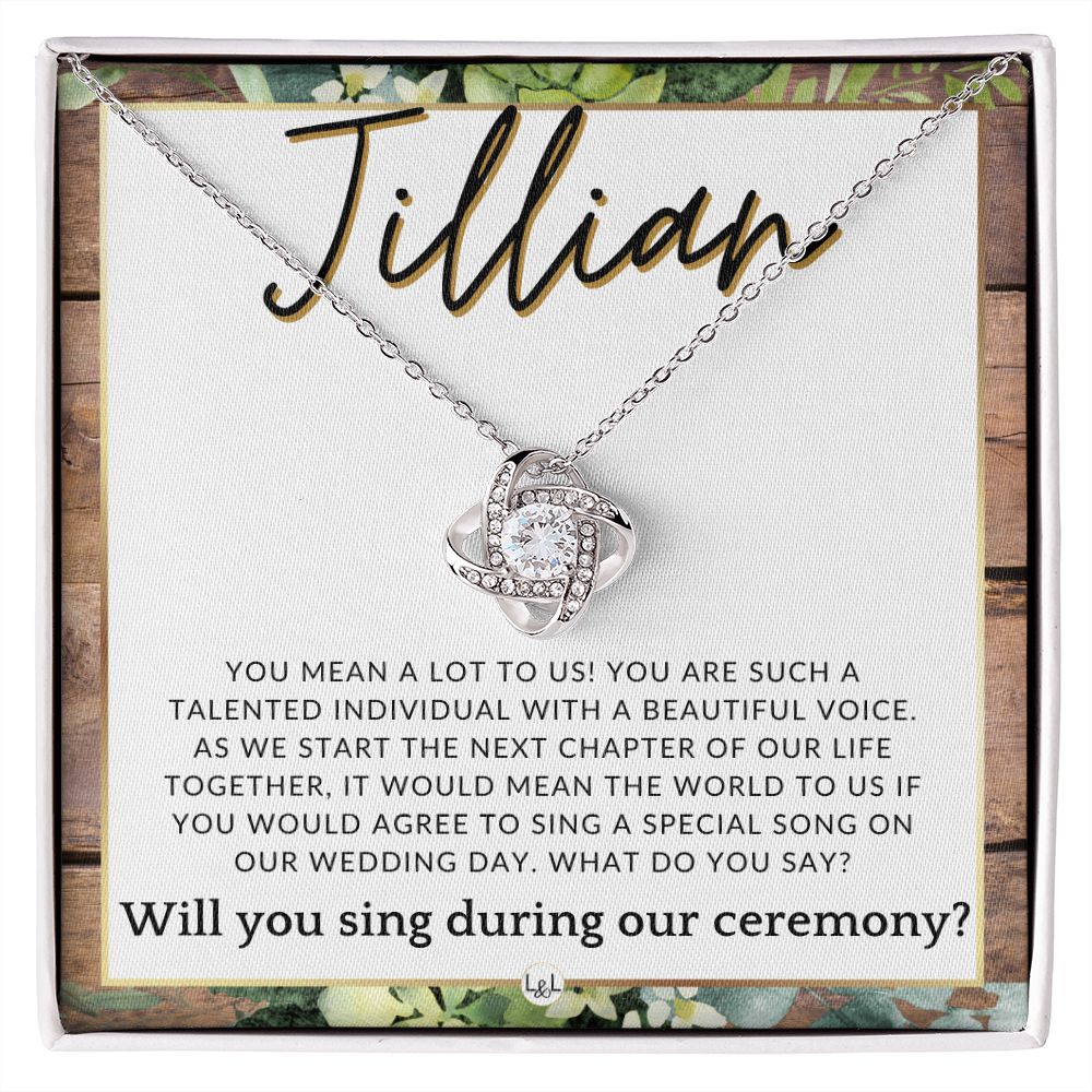 Wedding Ceremony Singer Proposal, Custom Name - Will You Sign At Our Wedding - From The Couple , Rustic and Wood Wedding Theme - Jewelry - Personalized Gift
