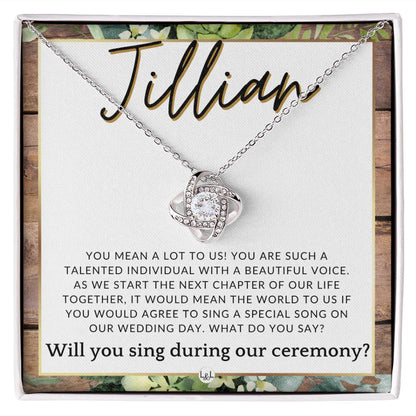 Wedding Ceremony Singer Proposal, Custom Name - Will You Sign At Our Wedding - From The Couple , Rustic and Wood Wedding Theme - Jewelry - Personalized Gift