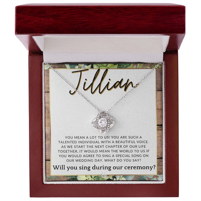 Wedding Ceremony Singer Proposal, Custom Name - Will You Sign At Our Wedding - From The Couple , Rustic and Wood Wedding Theme - Jewelry - Personalized Gift