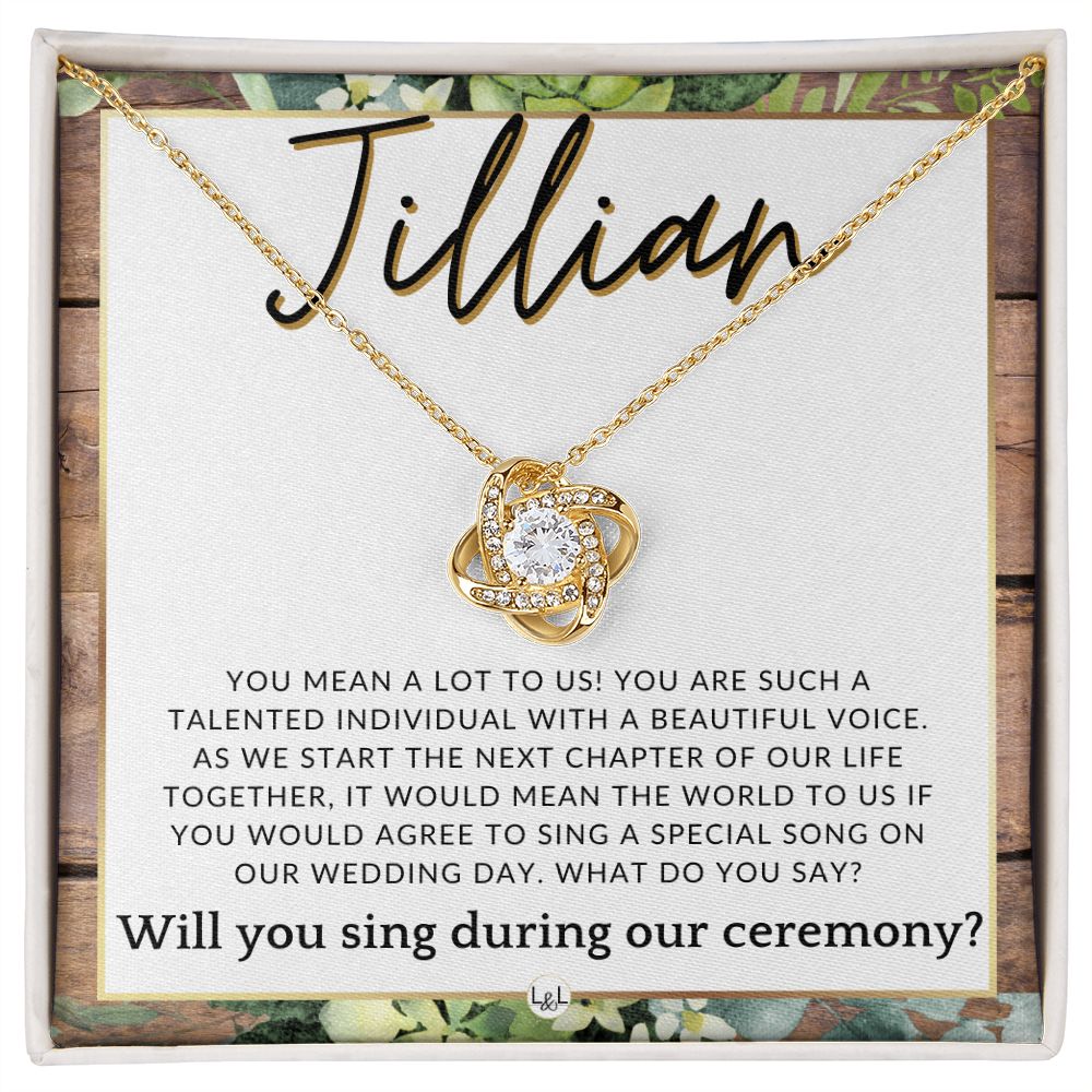 Wedding Ceremony Singer Proposal, Custom Name - Will You Sign At Our Wedding - From The Couple , Rustic and Wood Wedding Theme - Jewelry - Personalized Gift
