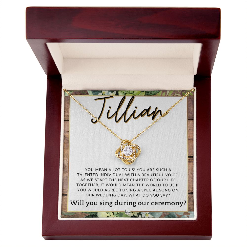Wedding Ceremony Singer Proposal, Custom Name - Will You Sign At Our Wedding - From The Couple , Rustic and Wood Wedding Theme - Jewelry - Personalized Gift