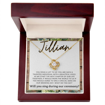 Wedding Ceremony Singer Proposal, Custom Name - Will You Sign At Our Wedding - From The Couple , Rustic and Wood Wedding Theme - Jewelry - Personalized Gift