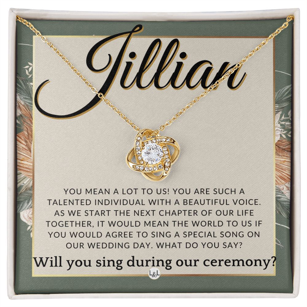 Wedding Ceremony Singer Proposal, Custom Name - Will You Sign At Our Wedding - From The Couple , Sage Green & Boho Wedding Theme - Jewelry - Personalized Gift