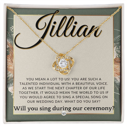 Wedding Ceremony Singer Proposal, Custom Name - Will You Sign At Our Wedding - From The Couple , Sage Green & Boho Wedding Theme - Jewelry - Personalized Gift