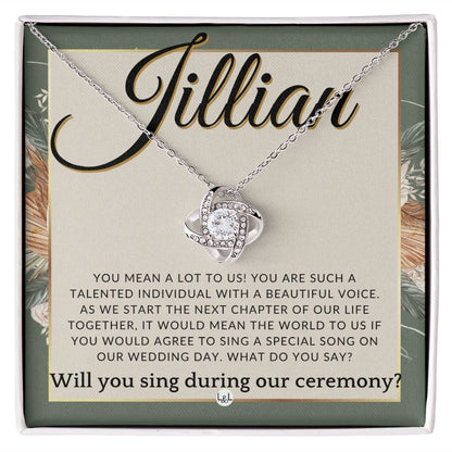 Wedding Ceremony Singer Proposal, Custom Name - Will You Sign At Our Wedding - From The Couple , Sage Green & Boho Wedding Theme - Jewelry - Personalized Gift
