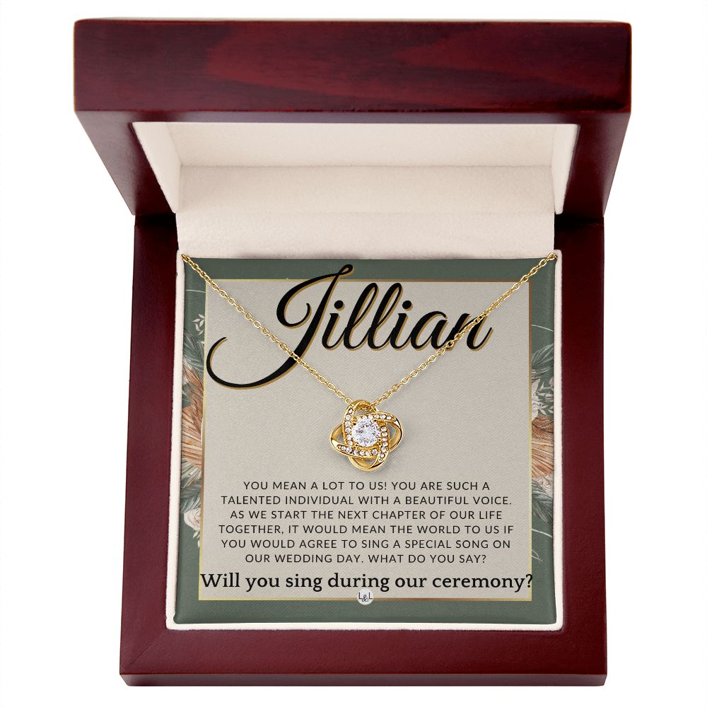 Wedding Ceremony Singer Proposal, Custom Name - Will You Sign At Our Wedding - From The Couple , Sage Green & Boho Wedding Theme - Jewelry - Personalized Gift