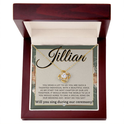 Wedding Ceremony Singer Proposal, Custom Name - Will You Sign At Our Wedding - From The Couple , Sage Green & Boho Wedding Theme - Jewelry - Personalized Gift