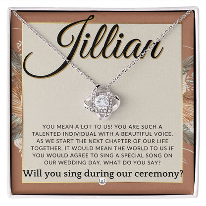 Wedding Ceremony Singer Proposal, Custom Name - Will You Sign At Our Wedding - From The Couple , Terracotta, Rust And Gold Wedding Theme - Jewelry - Personalized Gift