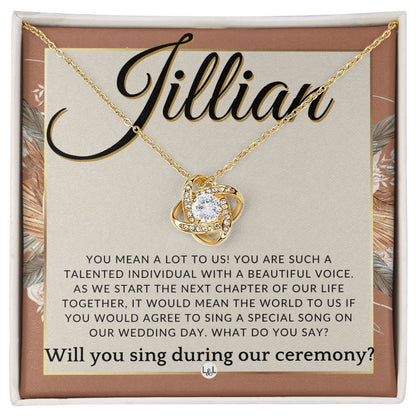 Wedding Ceremony Singer Proposal, Custom Name - Will You Sign At Our Wedding - From The Couple , Terracotta, Rust And Gold Wedding Theme - Jewelry - Personalized Gift
