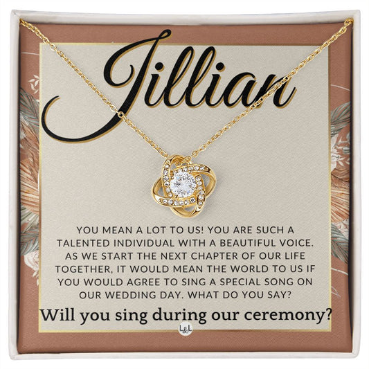 Wedding Ceremony Singer Proposal, Custom Name - Will You Sign At Our Wedding - From The Couple , Terracotta, Rust And Gold Wedding Theme - Jewelry - Personalized Gift