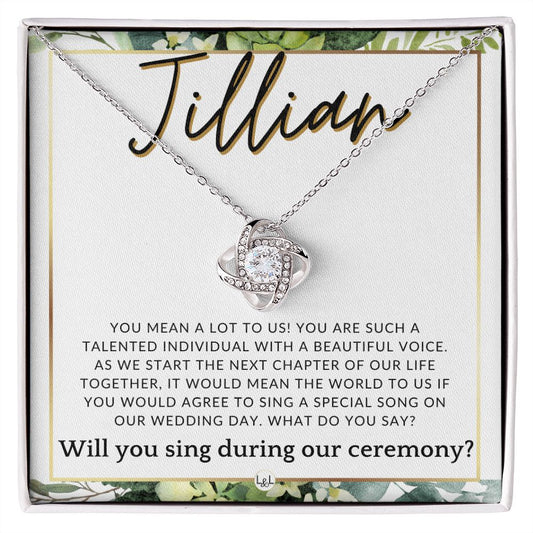 Wedding Ceremony Singer Proposal, Custom Name - Will You Sign At Our Wedding - From The Couple , White and Green, Eucalyptus Wedding - Jewelry - Personalized Gift
