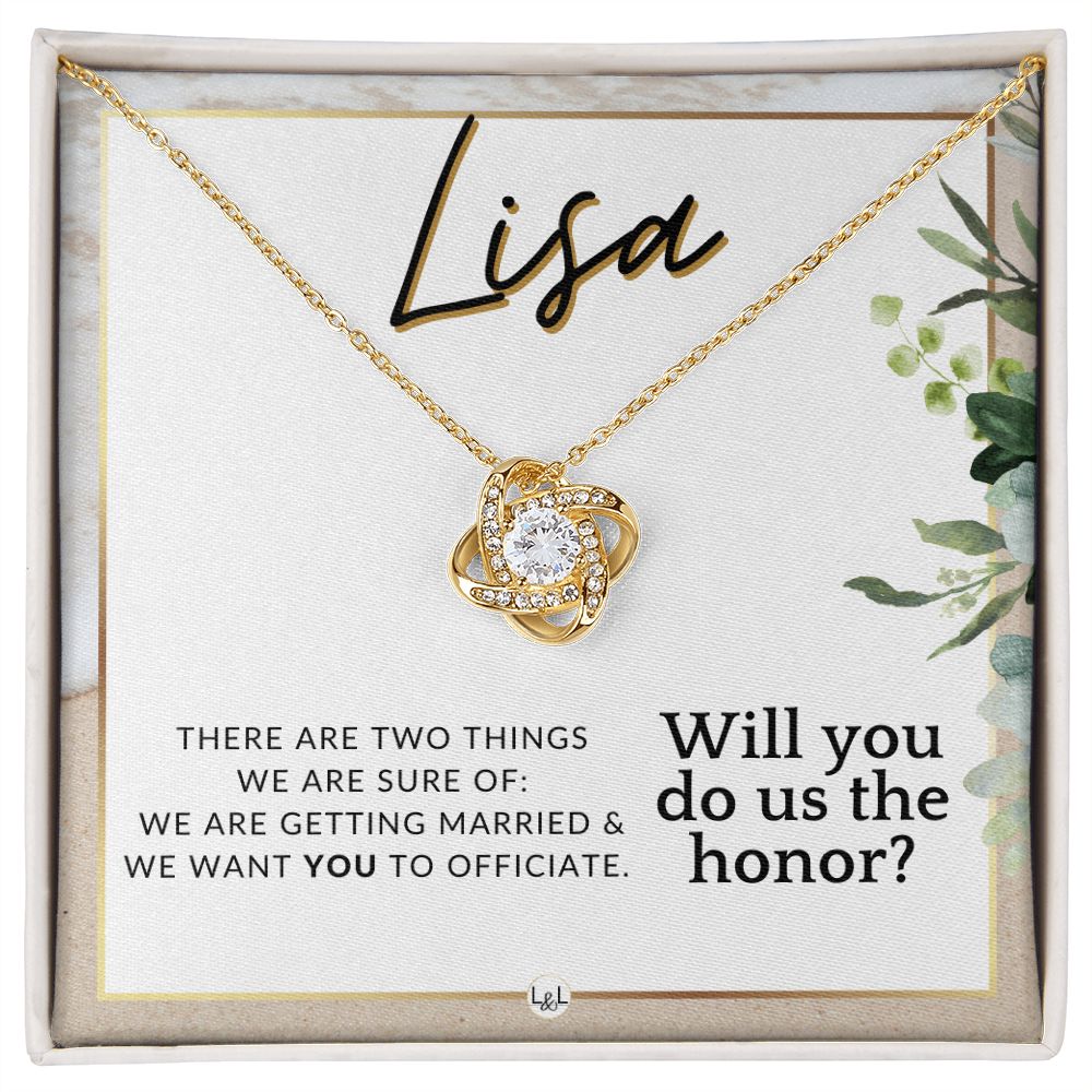 Wedding Officiant Proposal, Custom Name - Female Officiant, Vow Renewal - Do Us The Honor , Beach and Destination Wedding Theme - Jewelry - Personalized Gift