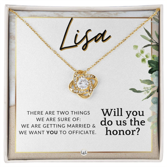 Wedding Officiant Proposal, Custom Name - Female Officiant, Vow Renewal - Do Us The Honor , Beach and Destination Wedding Theme - Jewelry - Personalized Gift