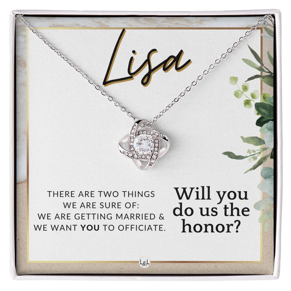 Wedding Officiant Proposal, Custom Name - Female Officiant, Vow Renewal - Do Us The Honor , Beach and Destination Wedding Theme - Jewelry - Personalized Gift