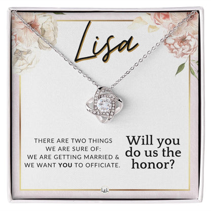 Wedding Officiant Proposal, Custom Name - Female Officiant, Vow Renewal - Do Us The Honor , Pink Floral and Boho Wedding Theme - Jewelry - Personalized Gift