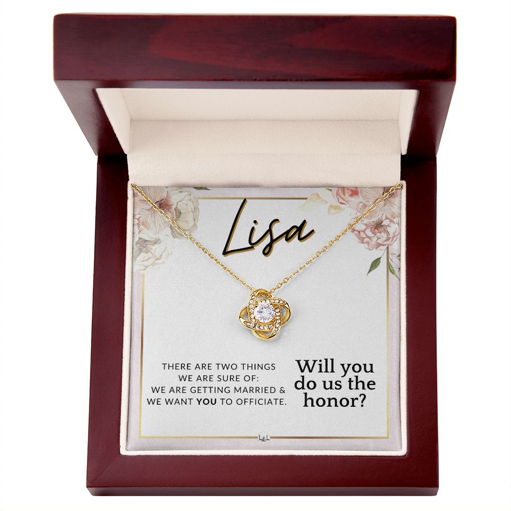 Wedding Officiant Proposal, Custom Name - Female Officiant, Vow Renewal - Do Us The Honor , Pink Floral and Boho Wedding Theme - Jewelry - Personalized Gift