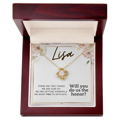 Wedding Officiant Proposal, Custom Name - Female Officiant, Vow Renewal - Do Us The Honor , Pink Floral and Boho Wedding Theme - Jewelry - Personalized Gift