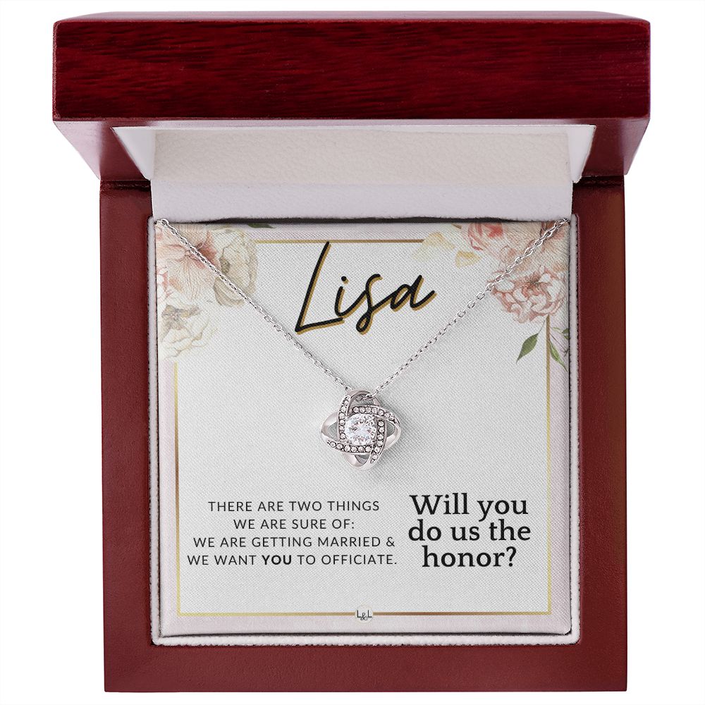 Wedding Officiant Proposal, Custom Name - Female Officiant, Vow Renewal - Do Us The Honor , Pink Floral and Boho Wedding Theme - Jewelry - Personalized Gift