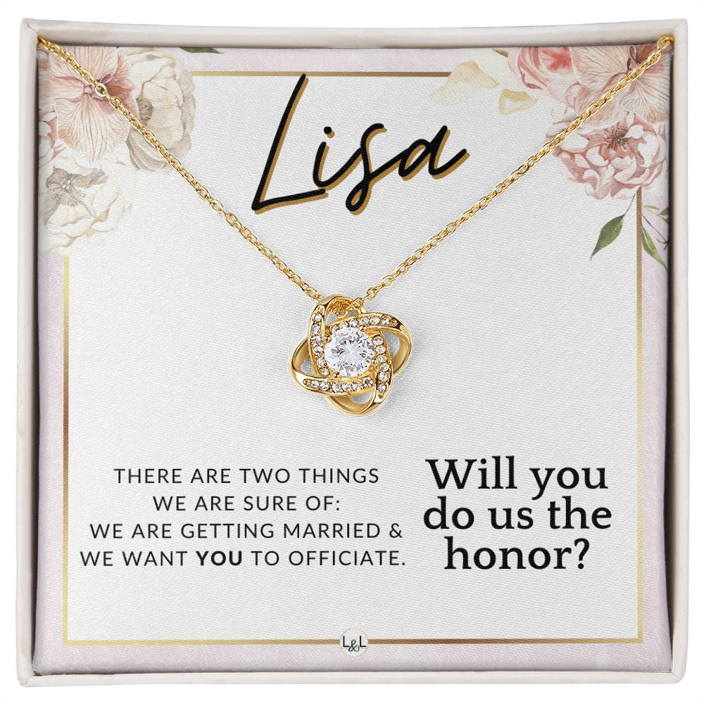 Wedding Officiant Proposal, Custom Name - Female Officiant, Vow Renewal - Do Us The Honor , Pink Floral and Boho Wedding Theme - Jewelry - Personalized Gift