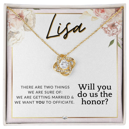 Wedding Officiant Proposal, Custom Name - Female Officiant, Vow Renewal - Do Us The Honor , Pink Floral and Boho Wedding Theme - Jewelry - Personalized Gift
