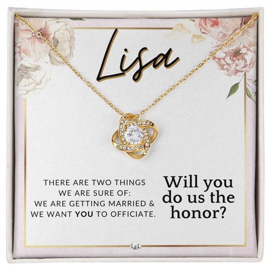 Wedding Officiant Proposal, Custom Name - Female Officiant, Vow Renewal - Do Us The Honor , Pink Floral and Boho Wedding Theme - Jewelry - Personalized Gift