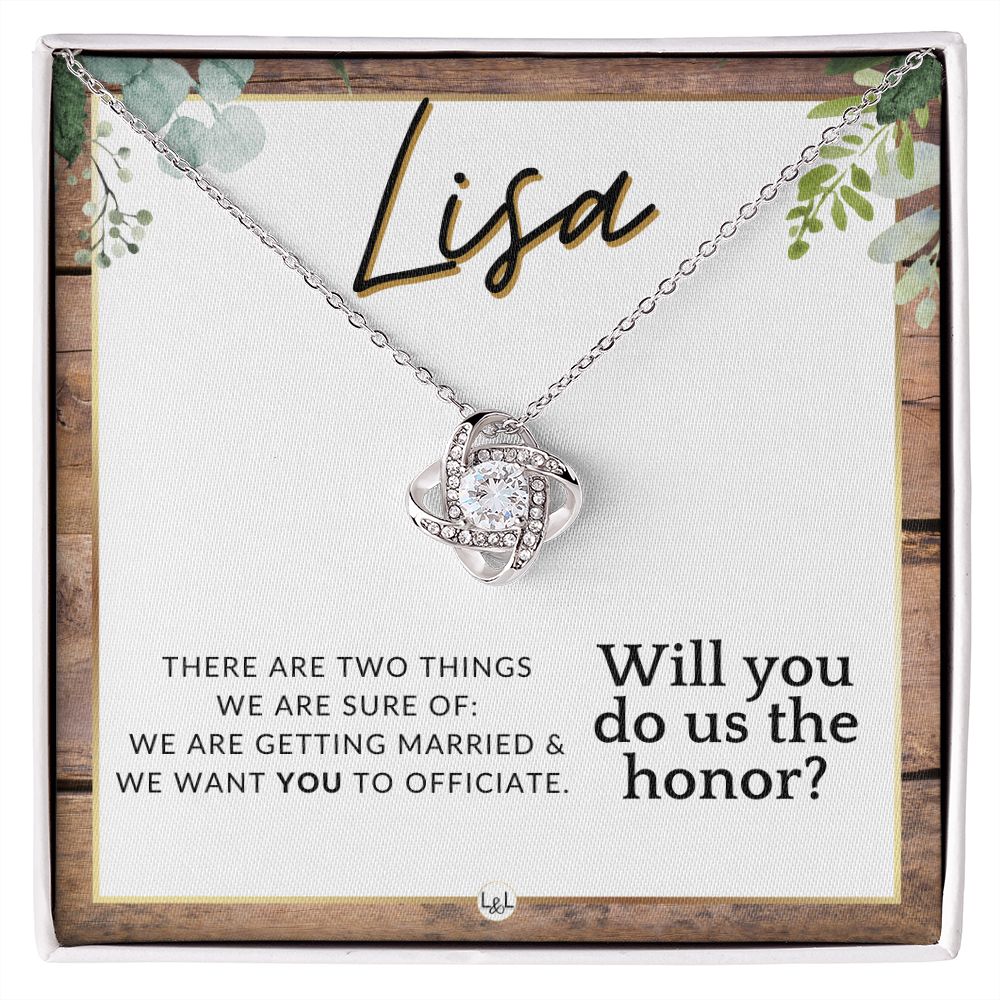 Wedding Officiant Proposal, Custom Name - Female Officiant, Vow Renewal - Do Us The Honor , Rustic and Wood Wedding Theme - Jewelry - Personalized Gift