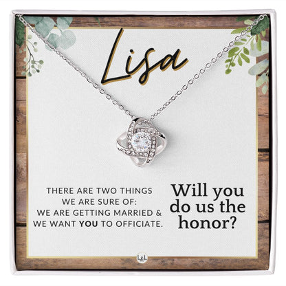 Wedding Officiant Proposal, Custom Name - Female Officiant, Vow Renewal - Do Us The Honor , Rustic and Wood Wedding Theme - Jewelry - Personalized Gift