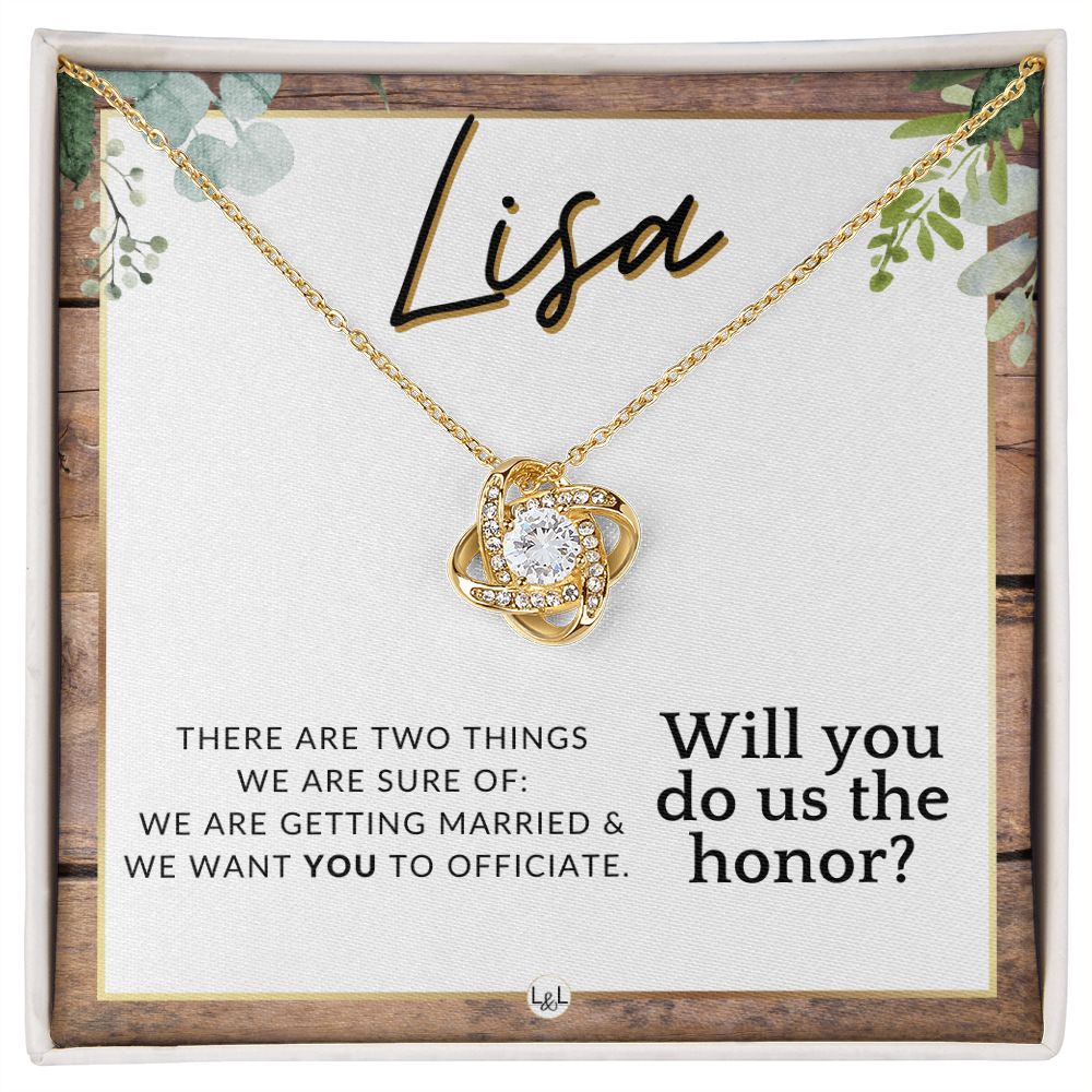 Wedding Officiant Proposal, Custom Name - Female Officiant, Vow Renewal - Do Us The Honor , Rustic and Wood Wedding Theme - Jewelry - Personalized Gift