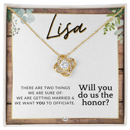 Wedding Officiant Proposal, Custom Name - Female Officiant, Vow Renewal - Do Us The Honor , Rustic and Wood Wedding Theme - Jewelry - Personalized Gift