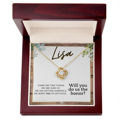 Wedding Officiant Proposal, Custom Name - Female Officiant, Vow Renewal - Do Us The Honor , Rustic and Wood Wedding Theme - Jewelry - Personalized Gift
