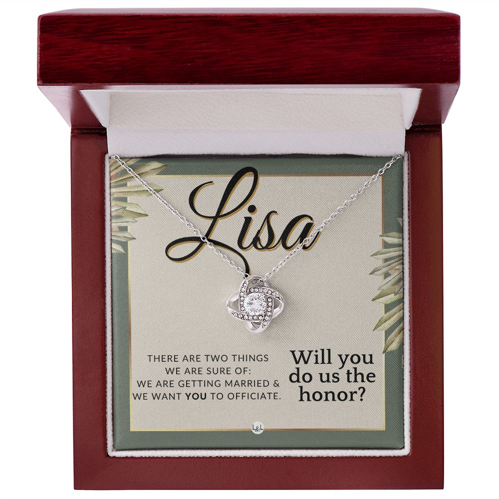 Wedding Officiant Proposal, Custom Name - Female Officiant, Vow Renewal - Do Us The Honor , Sage Green & Boho Wedding Theme - Jewelry - Personalized Gift