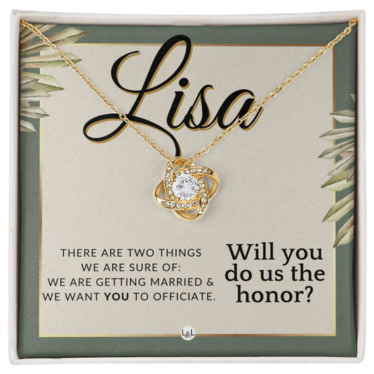 Wedding Officiant Proposal, Custom Name - Female Officiant, Vow Renewal - Do Us The Honor , Sage Green & Boho Wedding Theme - Jewelry - Personalized Gift