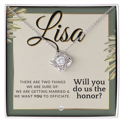 Wedding Officiant Proposal, Custom Name - Female Officiant, Vow Renewal - Do Us The Honor , Sage Green & Boho Wedding Theme - Jewelry - Personalized Gift