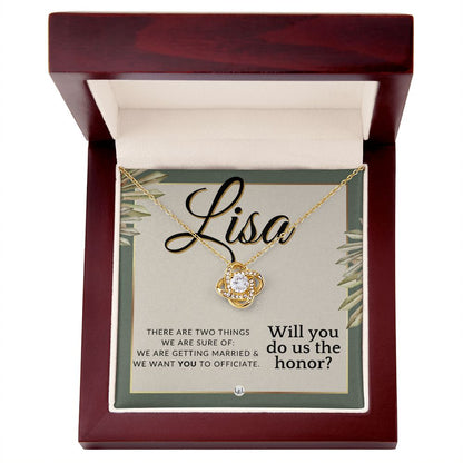 Wedding Officiant Proposal, Custom Name - Female Officiant, Vow Renewal - Do Us The Honor , Sage Green & Boho Wedding Theme - Jewelry - Personalized Gift