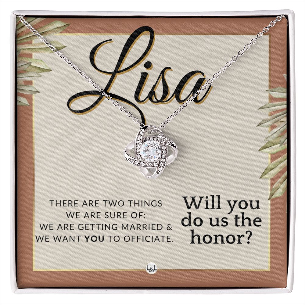 Wedding Officiant Proposal, Custom Name - Female Officiant, Vow Renewal - Do Us The Honor , Terracotta, Rust And Gold Wedding Theme - Jewelry - Personalized Gift
