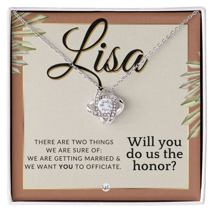 Wedding Officiant Proposal, Custom Name - Female Officiant, Vow Renewal - Do Us The Honor , Terracotta, Rust And Gold Wedding Theme - Jewelry - Personalized Gift
