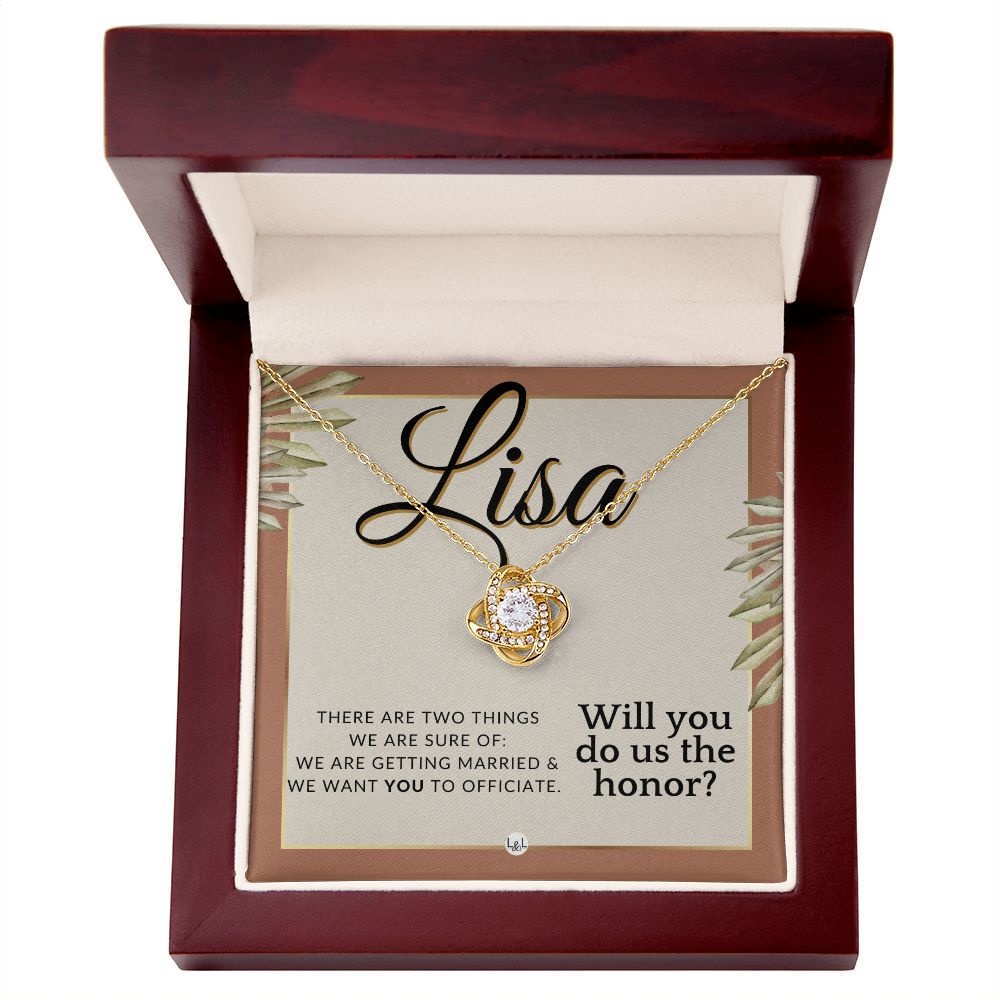 Wedding Officiant Proposal, Custom Name - Female Officiant, Vow Renewal - Do Us The Honor , Terracotta, Rust And Gold Wedding Theme - Jewelry - Personalized Gift
