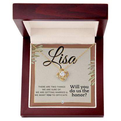 Wedding Officiant Proposal, Custom Name - Female Officiant, Vow Renewal - Do Us The Honor , Terracotta, Rust And Gold Wedding Theme - Jewelry - Personalized Gift